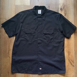 Dickies Men's Casual Black Button Down Shirt